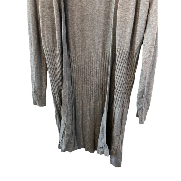 CHARLIE PAGE Grey Ribbed Lightweight Open Long Sleeve Cardigan Sweater S/M - Picture 4 of 8